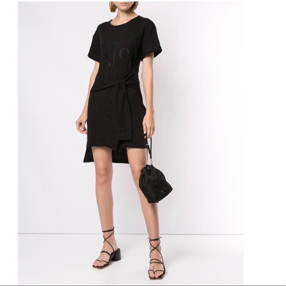 Aje. Black Logo Print T-shirt Dress